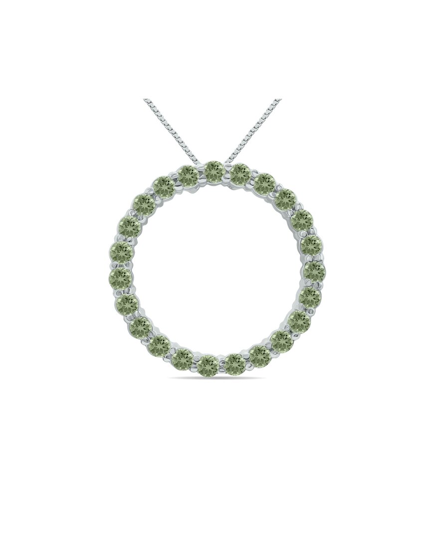 Gemstones Silver 2.95 Ct. Tw. Green Amethyst Necklace In Multi