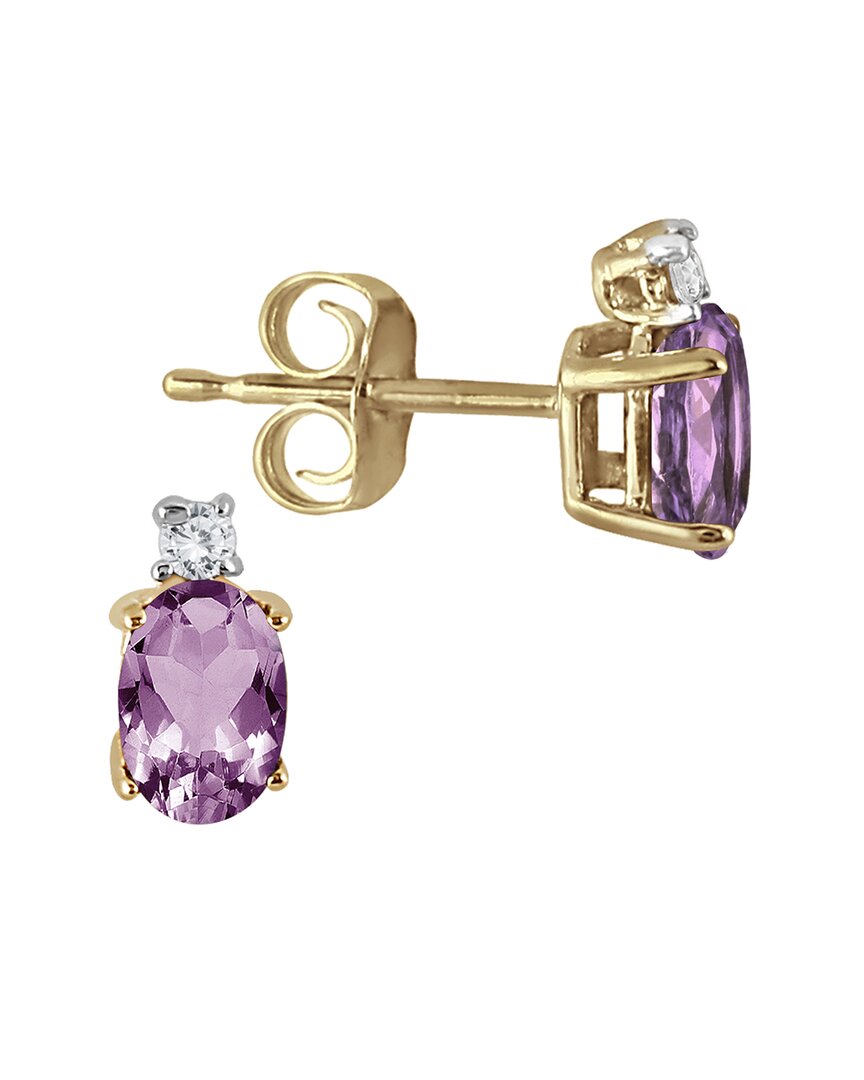 Gemstones 14k 0.05 Ct. Tw. Diamond & Amethyst Earrings