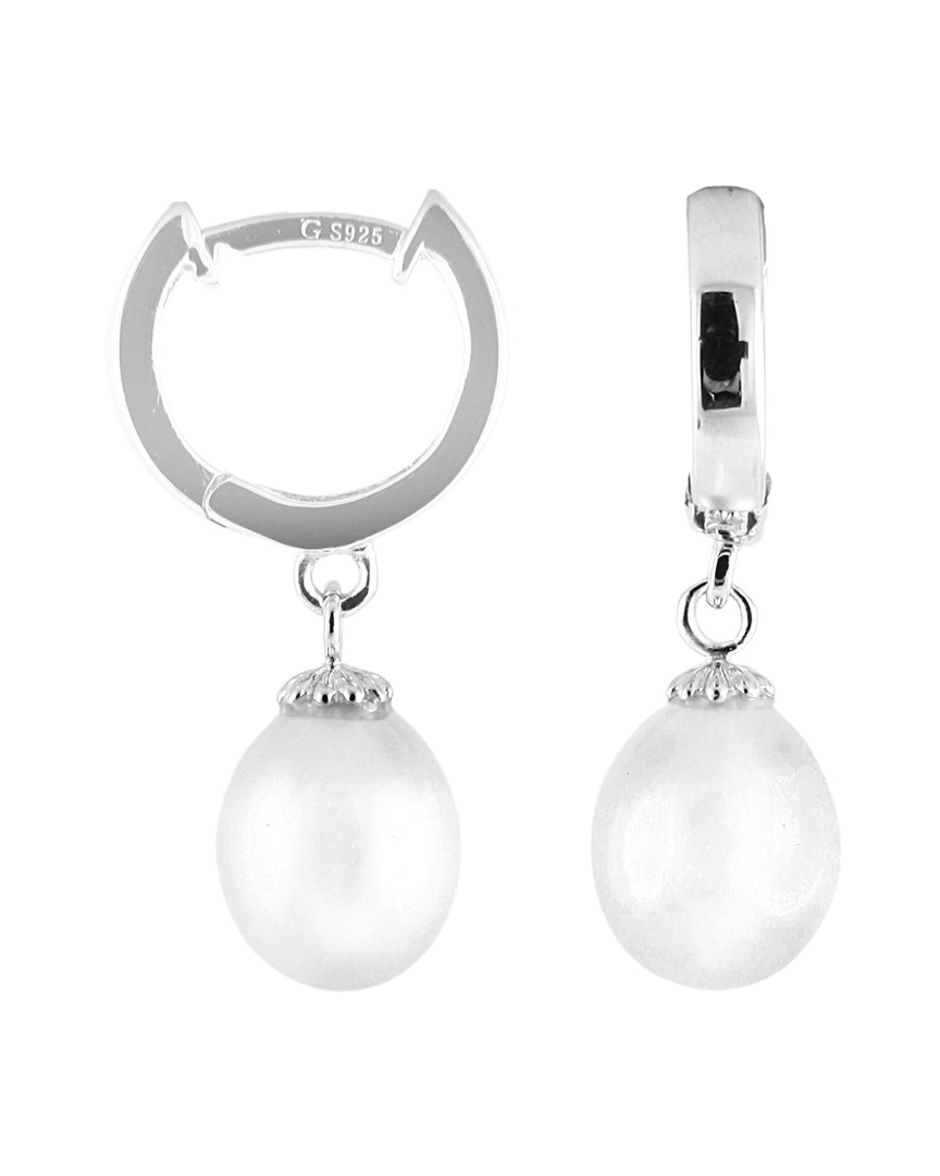Splendid Pearls Rhodium Plated 8-8.5mm Freshwater Pearl Earrings