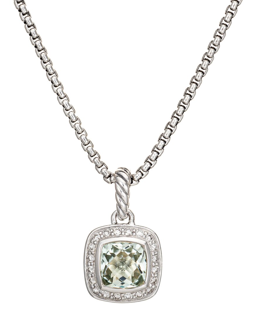Heritage David Yurman David Yurman Silver 0.17 Ct. Tw. Diamond & Prasiolite Pendant Necklace  (authentic )