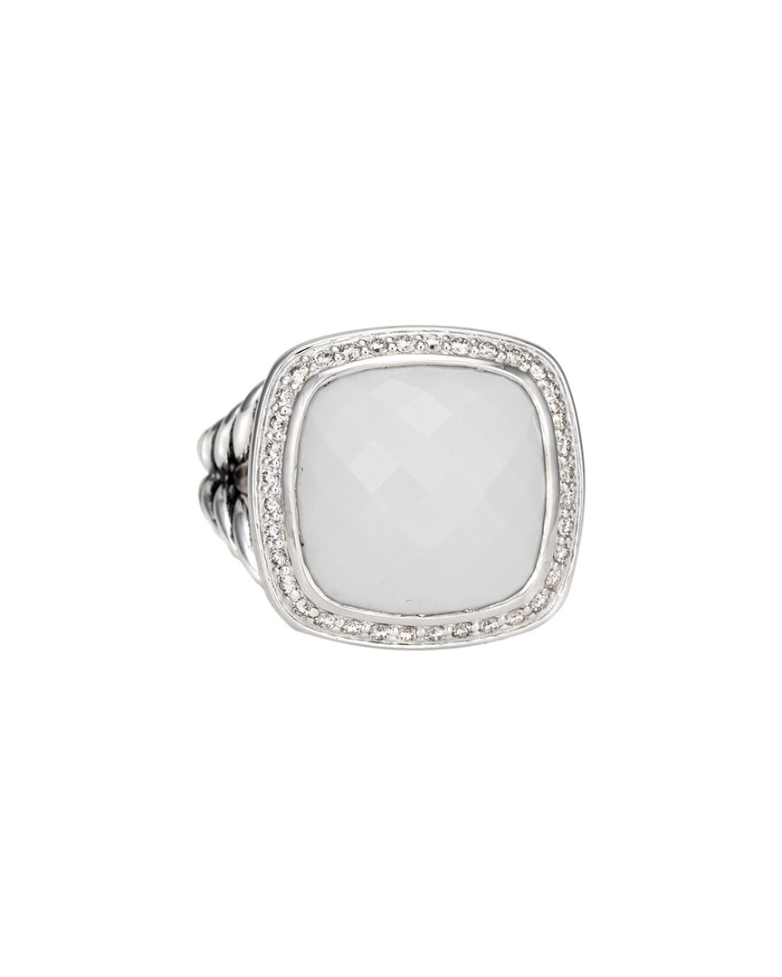 Heritage David Yurman David Yurman Silver 0.34 Ct. Tw. Diamond & White Agate Albion Ring (authentic  )