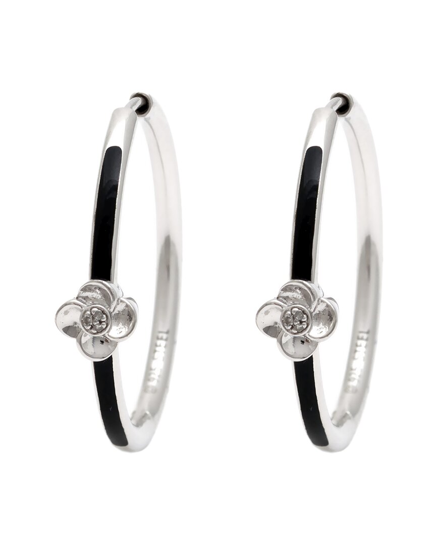Diamond Select Cuts Silver & Steel 0.02 Ct. Tw. Diamond Flower Earrings In Gray