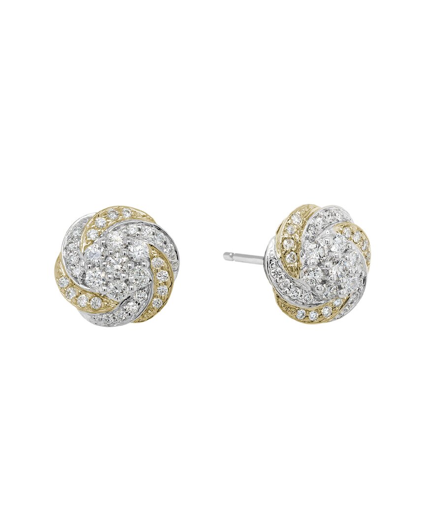 Diamond Select Cuts 14k Two-tone 0.71 Ct. Tw. Diamond Rosette Studs In Multi