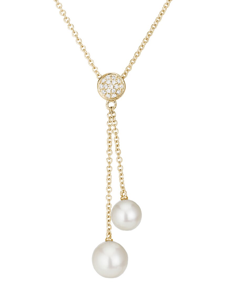 Shop Pearls 14k 0.05 Ct. Tw. Diamond 5.5-6.5 Pearl Necklace