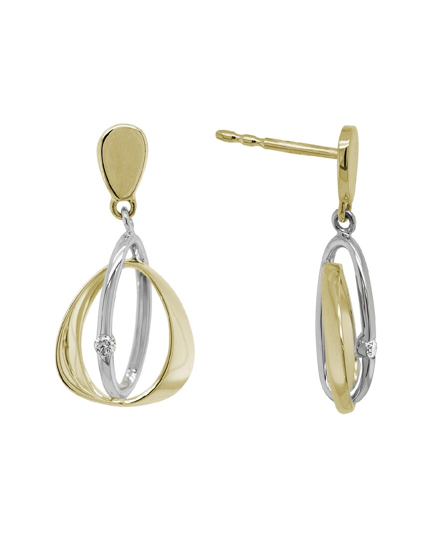 Diamond Select Cuts 14k Diamond Drop Earrings Two-tone 0.04 Ct. In Gold