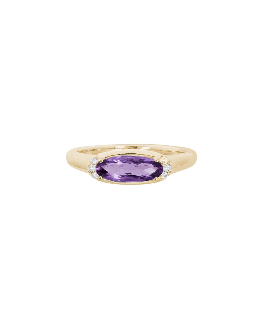 Gemstones 14k 0.95 Ct. Tw. Diamond & Amethyst Ring