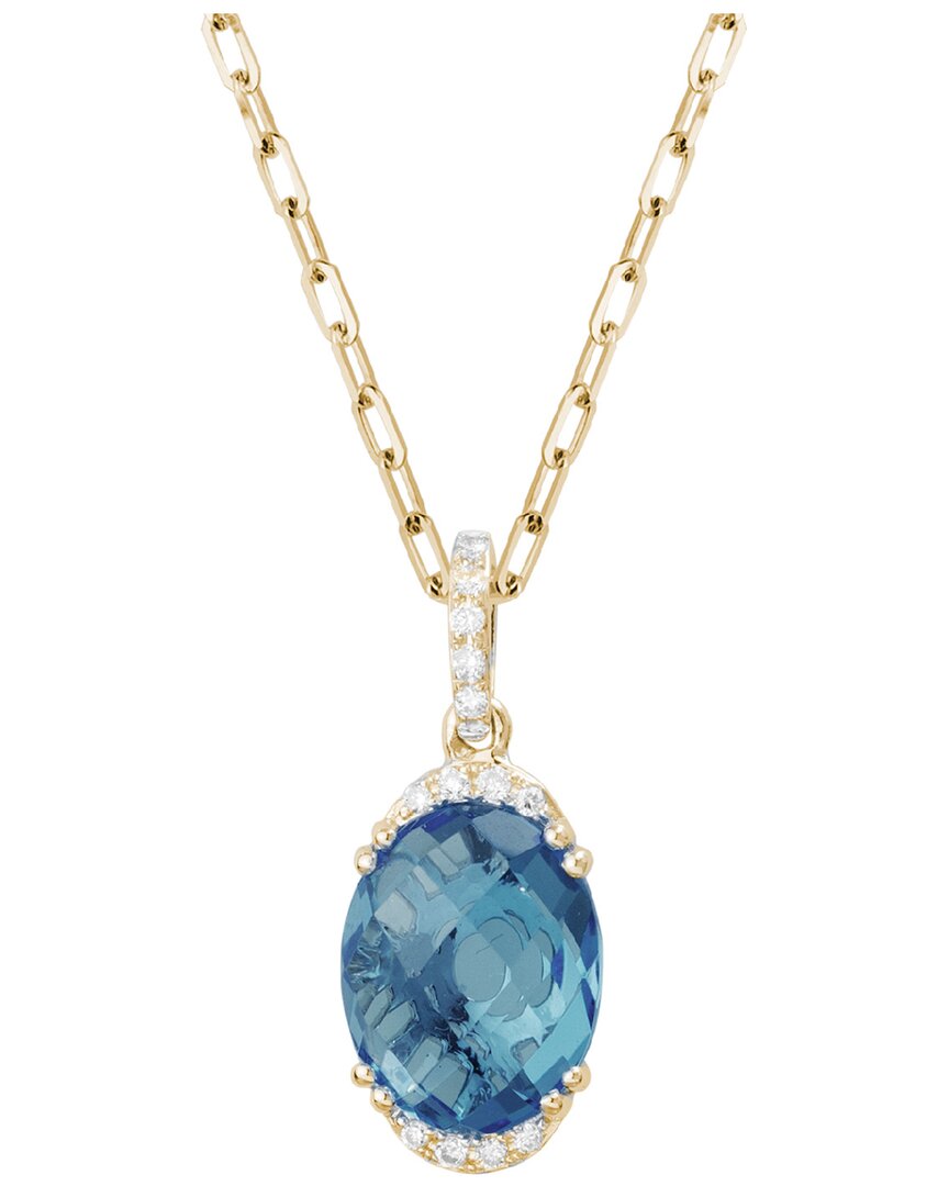 Gemstones 14k 3.26 Ct. Tw. Diamond & London Blue Topaz Necklace