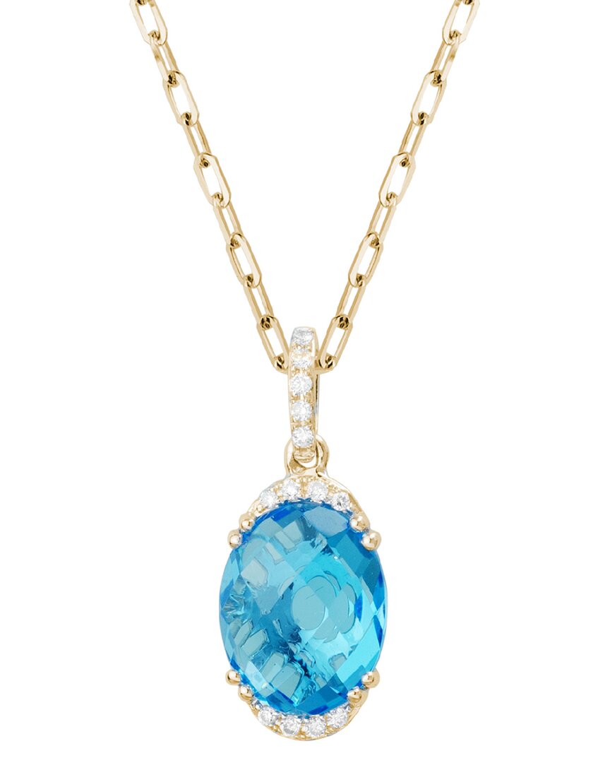 Gemstones 14k 3.41 Ct. Tw. Diamond & Swiss Blue Topaz Necklace