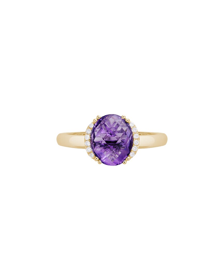 Gemstones 14k 2.60 Ct. Tw. Diamond & Amethyst Edge Ring