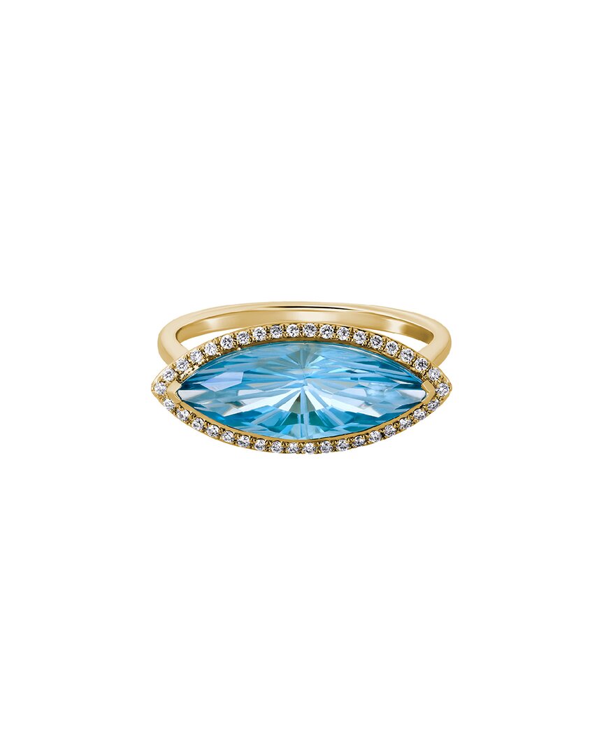Gemstones 14k 3.29 Ct. Tw. Diamond & Swiss Blue Topaz Halo Ring