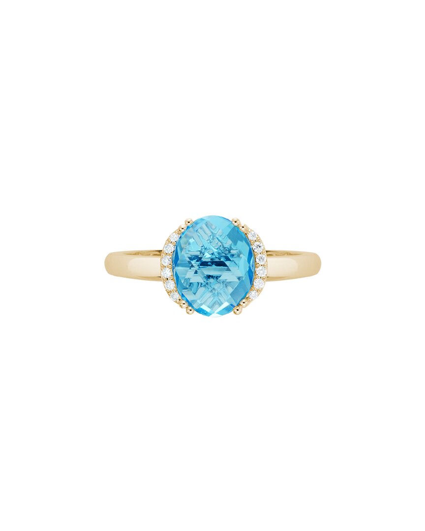 Gemstones 14k 3.44 Ct. Tw. Diamond & Swiss Blue Topaz Edge Ring