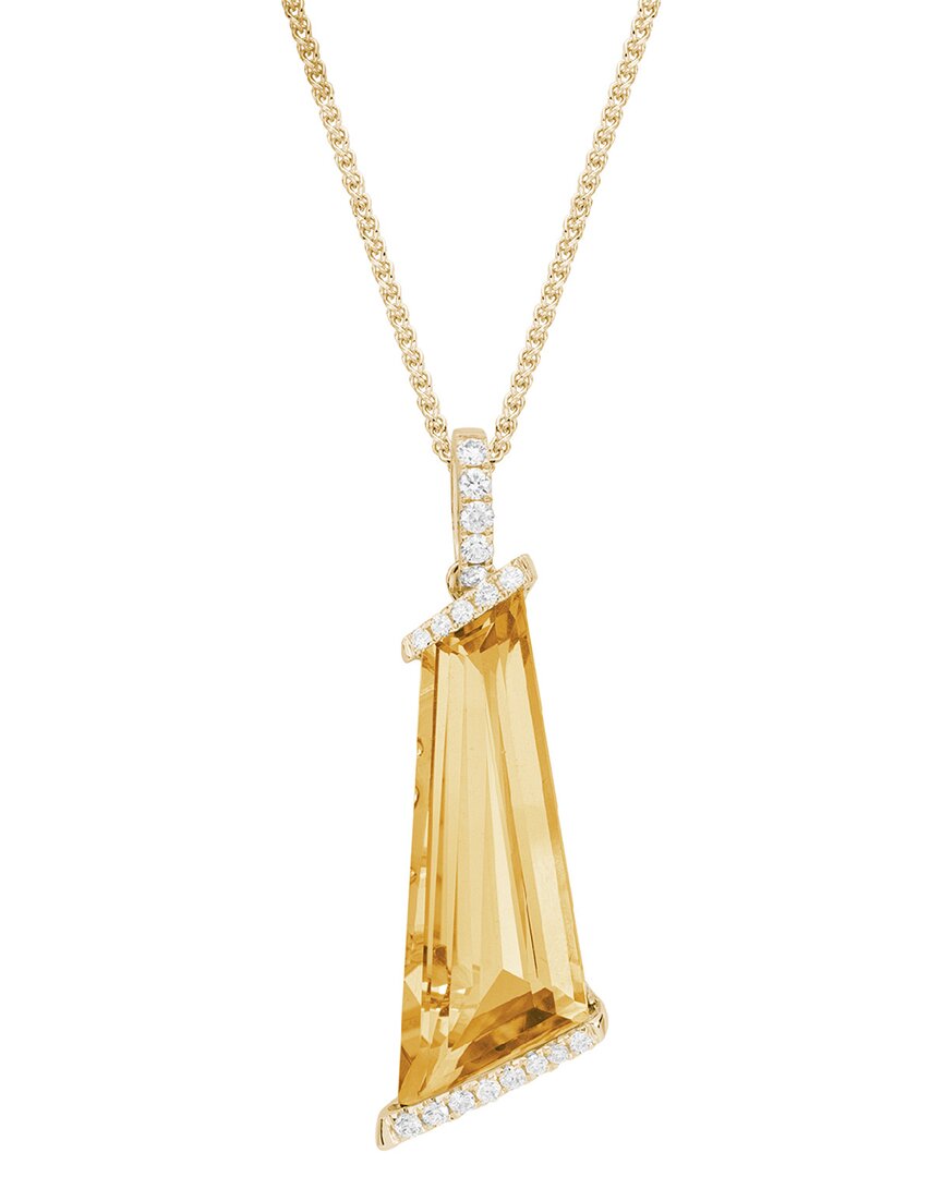 Gemstones 14k 8.31 Ct. Tw. Diamond & Citrine Necklace In Orange