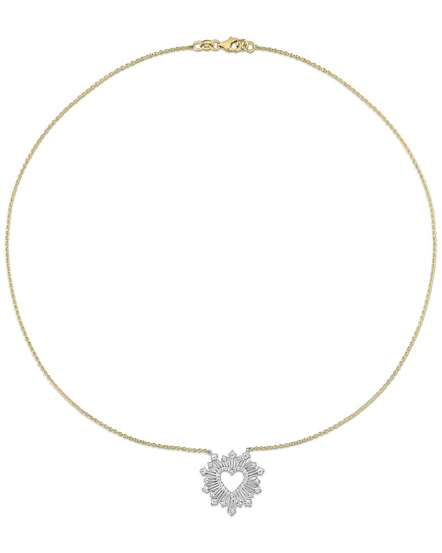 Diamond Select Cuts 14k Two-tone 0.51 Ct. Tw. Diamond Halo Heart Necklace