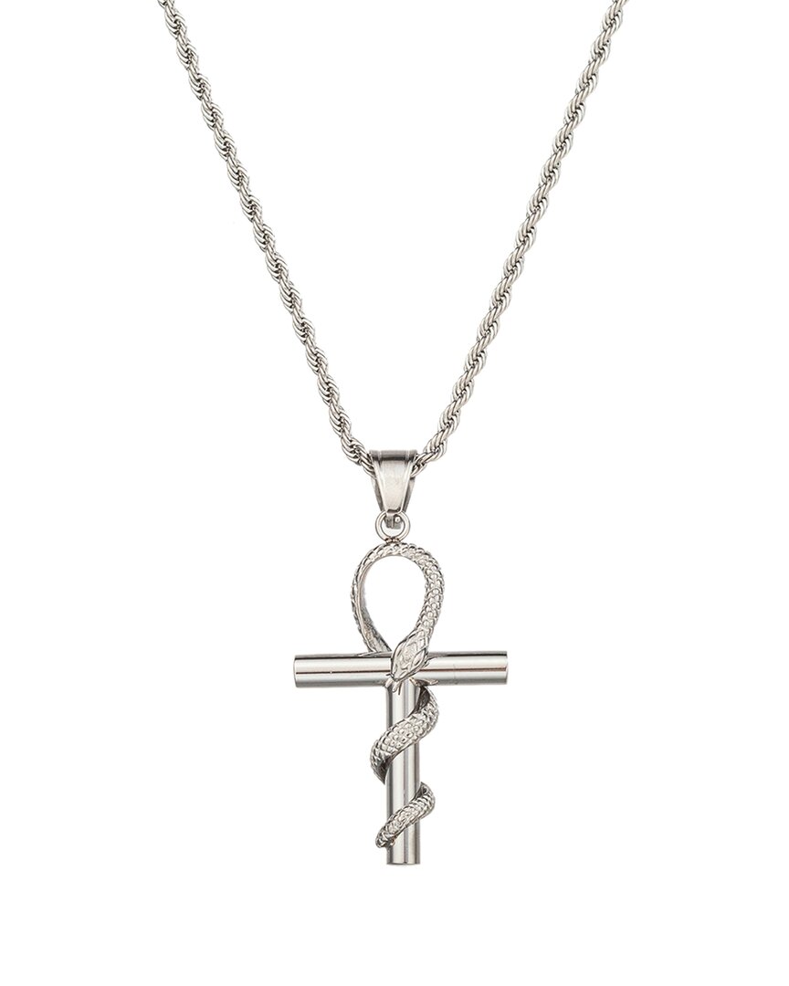 Eye Candy La The Bold Collection Titanium Snake Cross Pendant Necklace