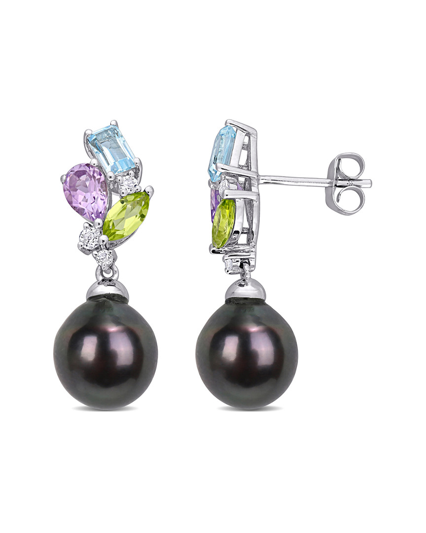Rina Limor 10k 2.11 Ct. Tw. Diamond & Gemstone 9-9.5mm Pearl Drop Earrings