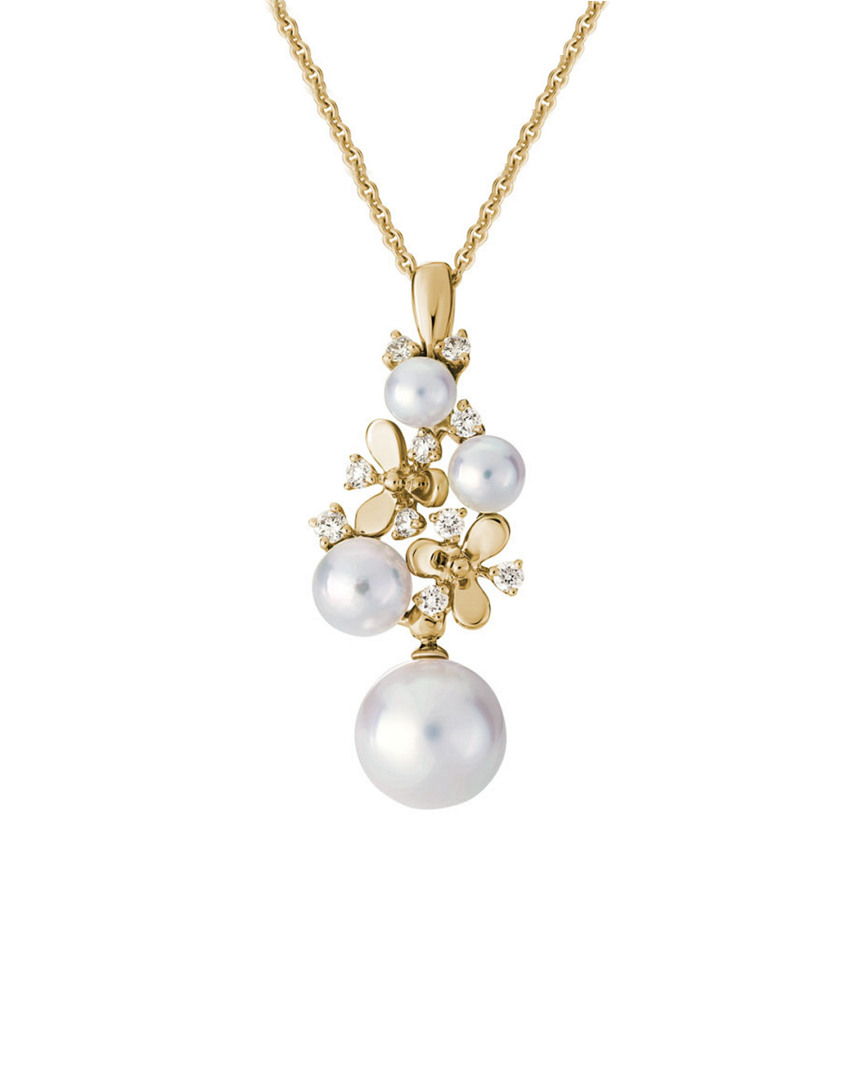 Pearls 14k 0.16 Ct. Tw. Diamond Various Akoya Pearl Necklace
