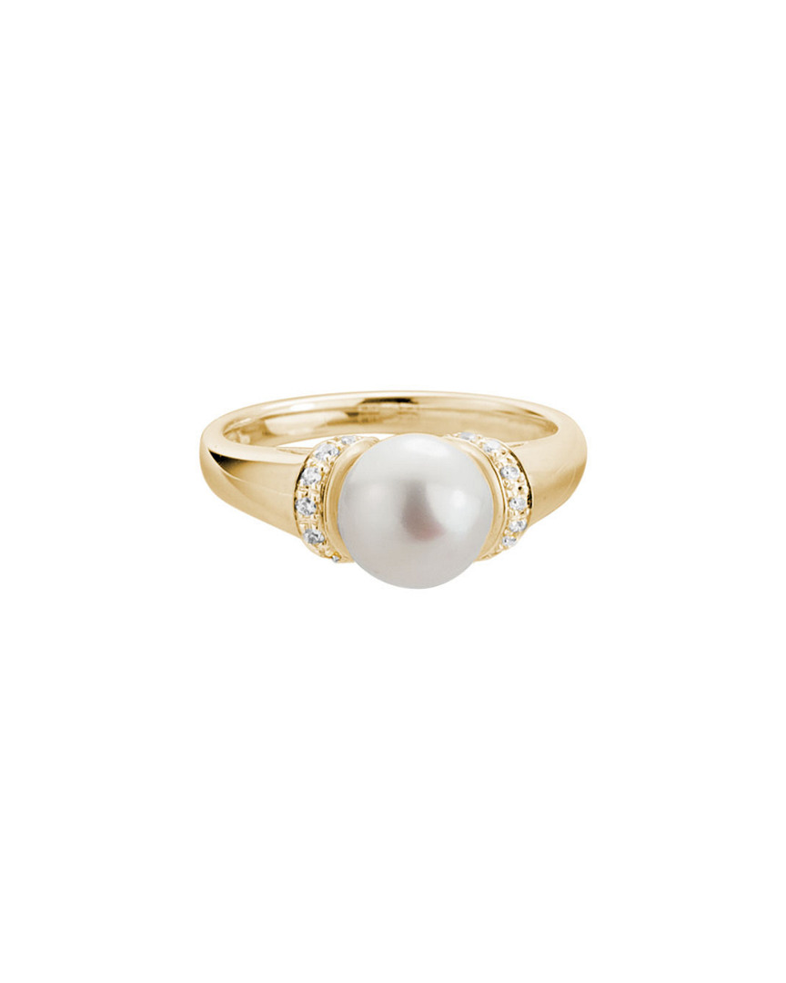 Pearls 14k 0.09 Ct. Tw. Diamond 8mm Freshwater Cultured Pearl Ring