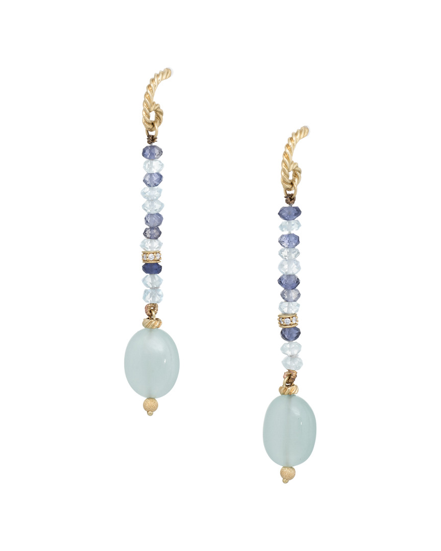 Heritage David Yurman David Yurman Tweejoux 18k 0.05 Ct. Tw. Diamond & Gemstone Drop Earrings (authentic )