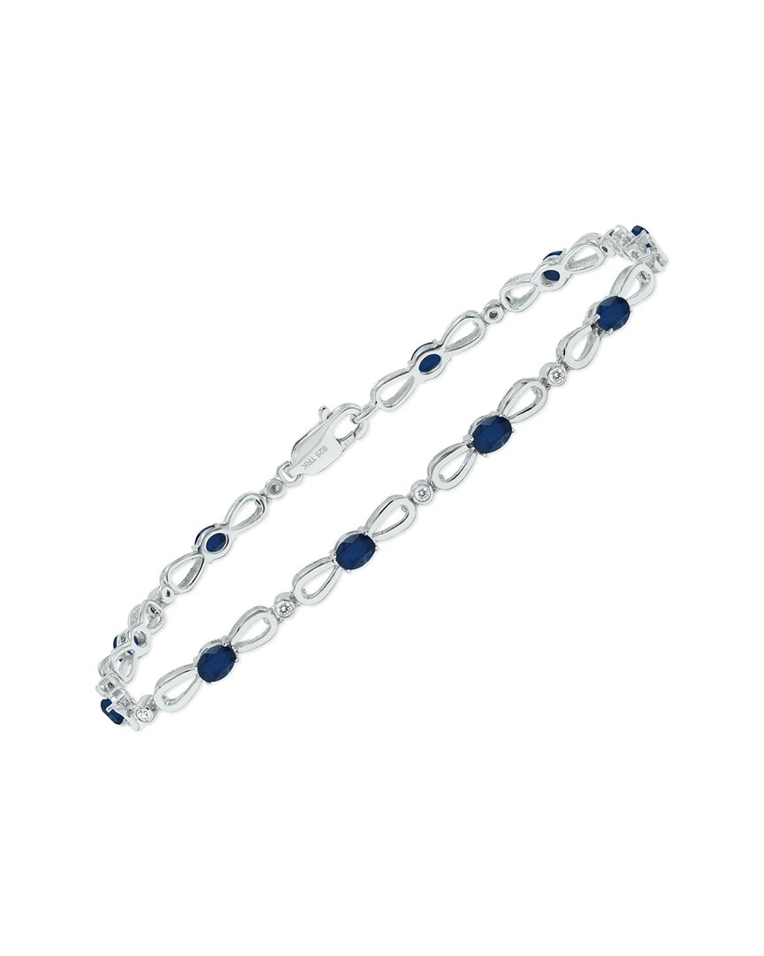 Gemstones Silver 1.61 Ct. Tw. Diamond & Sapphire Bracelet