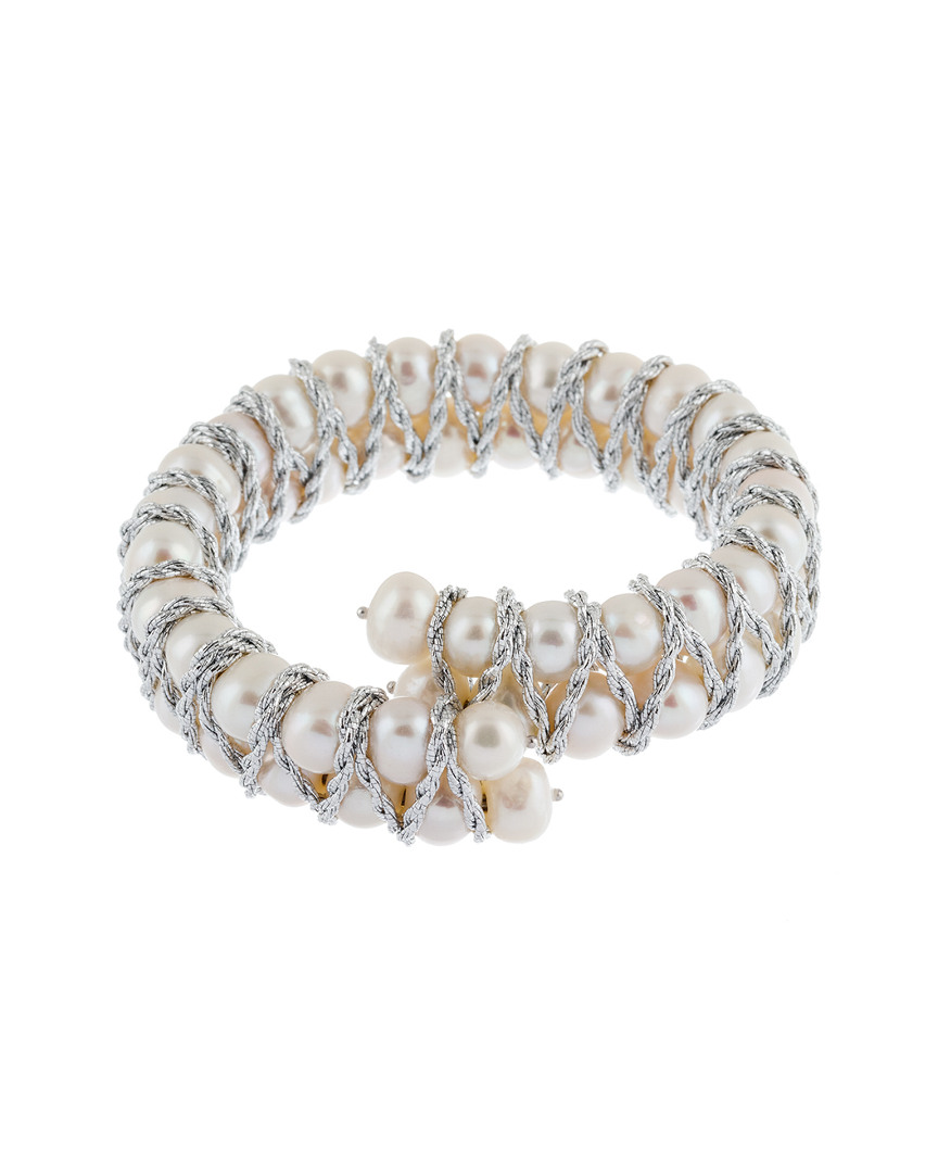 Splendid Pearls Rhodium Over Silver 7-8mm Pearl Bracelet