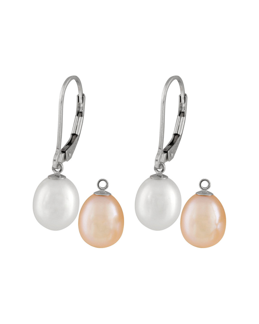 Splendid Pearls Rhodium Over Silver 7-8mm Pearl Earrings