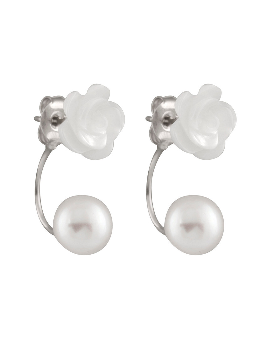 Shop Splendid Pearls Rhodium Over Silver 9-10mm Pearl Earrings