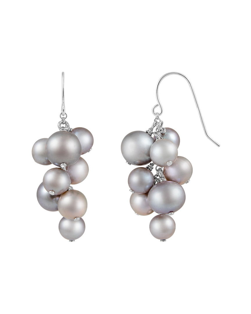 Splendid Pearls Rhodium Over Silver 6-10mm Pearl Earrings