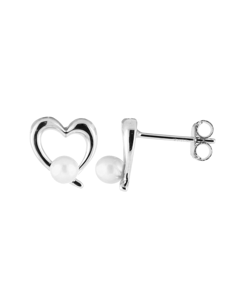 Splendid Pearls Rhodium Over Silver 3.5-4mm Pearl Earrings