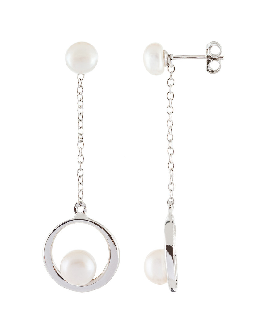 Splendid Pearls Rhodium Over Silver 5-7mm Pearl Earrings