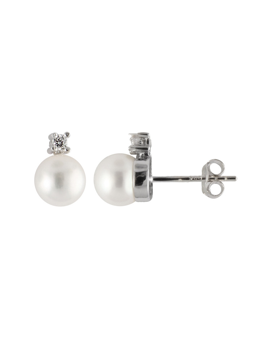 Splendid Pearls Rhodium Over Silver 6-7mm Pearl Earrings