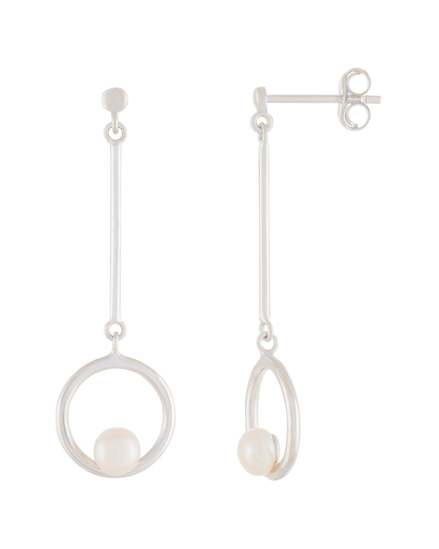 Splendid Pearls Rhodium Over Silver 4-4.5mm Pearl Earrings