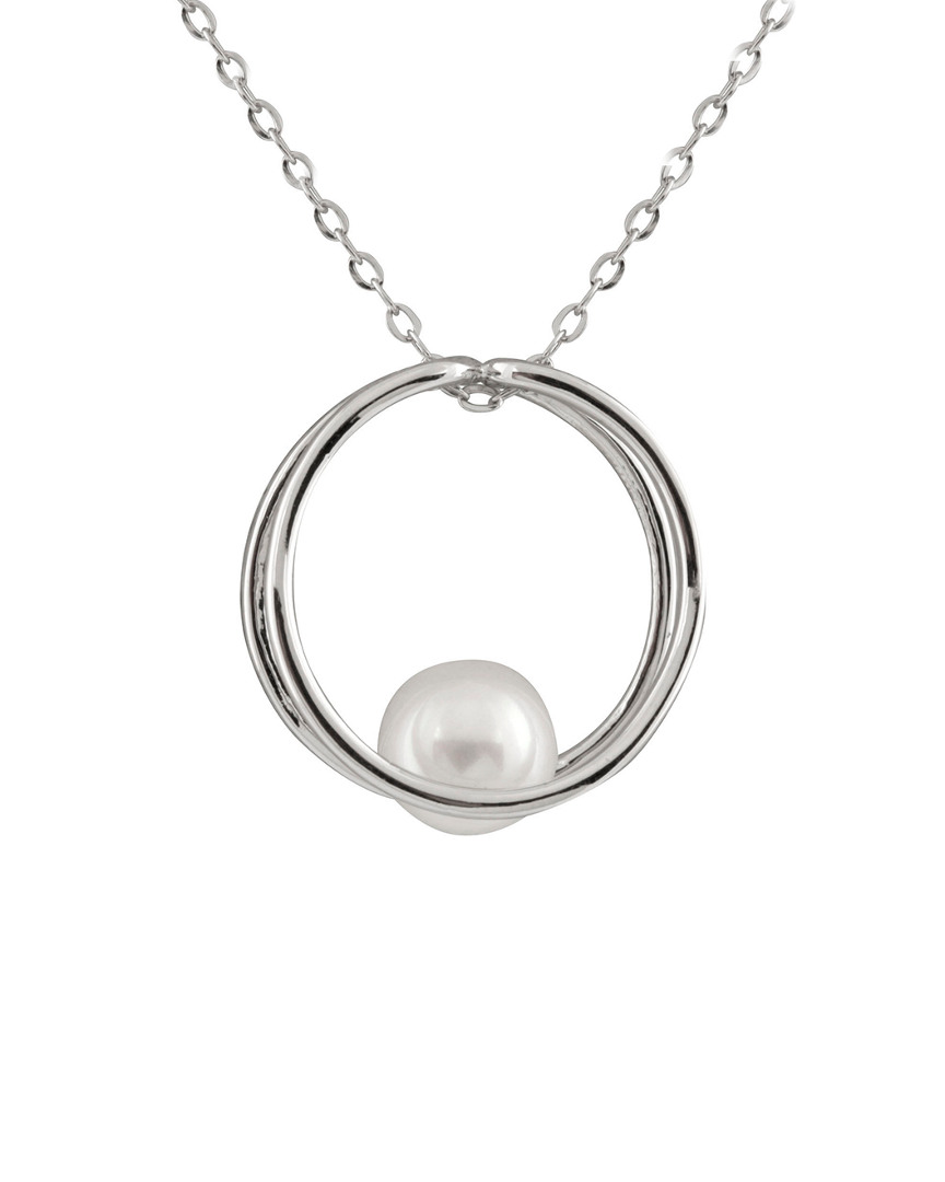 Splendid Pearls Rhodium Over Silver 7-8mm Pearl Pendant