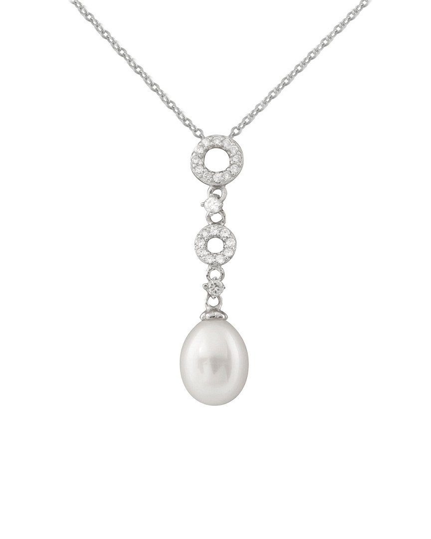 Splendid Pearls Rhodium Over Silver 8-9mm Pearl Pendant