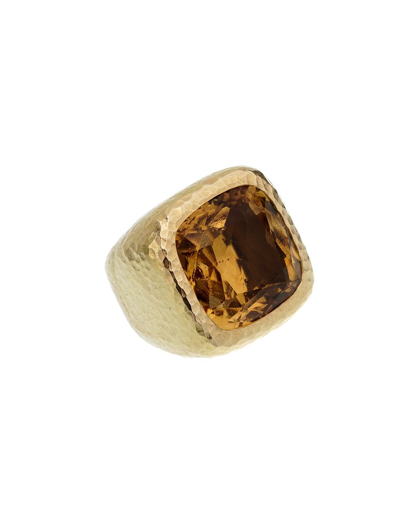 HERITAGE CHRISTIAN DIOR DIOR 18K 25.00 CT. TW. CITRINE HAMMERED COCKTAIL RING (AUTHENTIC PRE-OWNED)