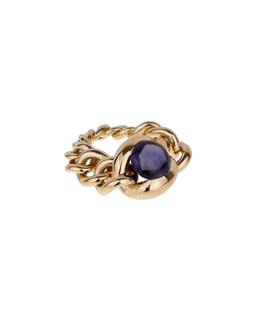 Chanel 18k Iolite Chain Link Ring (authentic Pre-loved) In Gold
