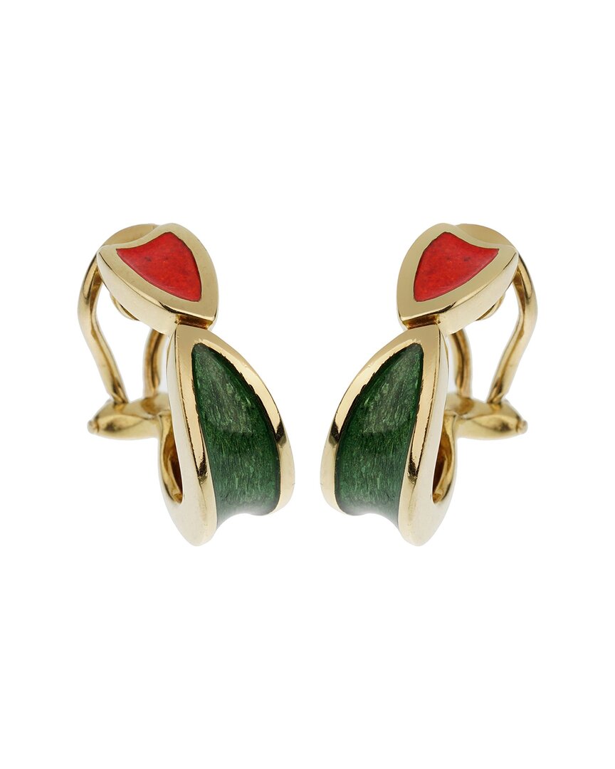 Heritage Gucci Gucci 18k Enamel Clip-on Hoops (authentic )