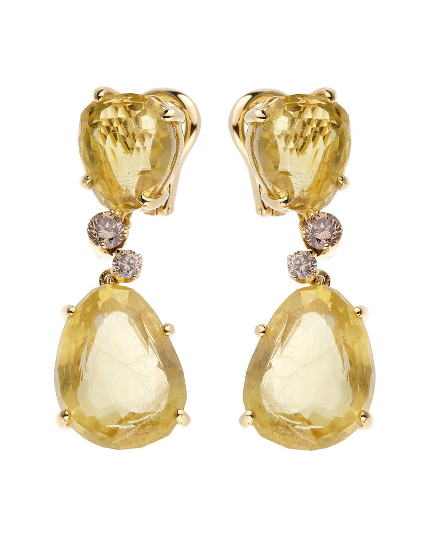 Heritage Pomellato Pomellato 18k 12.46 Ct. Tw. Diamond & Lemon Quartz Drop Earrings (authentic )