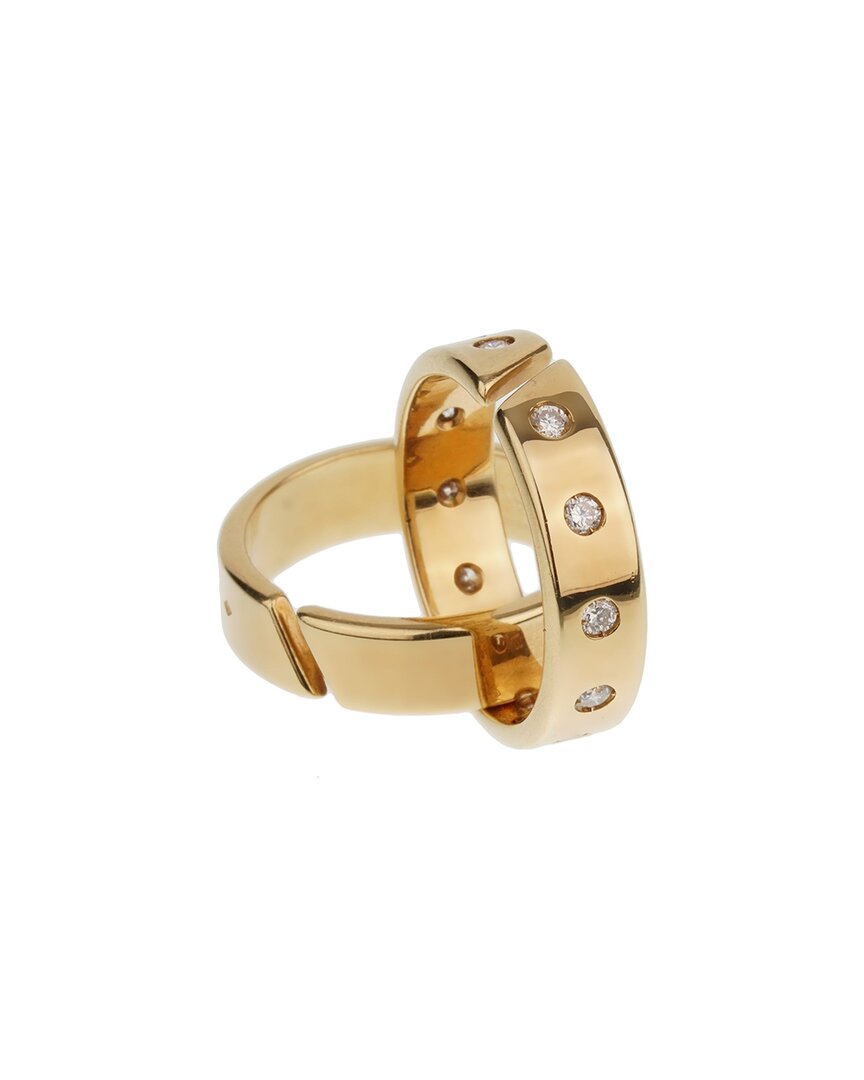 Pre-owned Heritage Hermes Hermes 18k 0.40 Ct. Tw. Diamond Paris Rolling Ring (authentic )