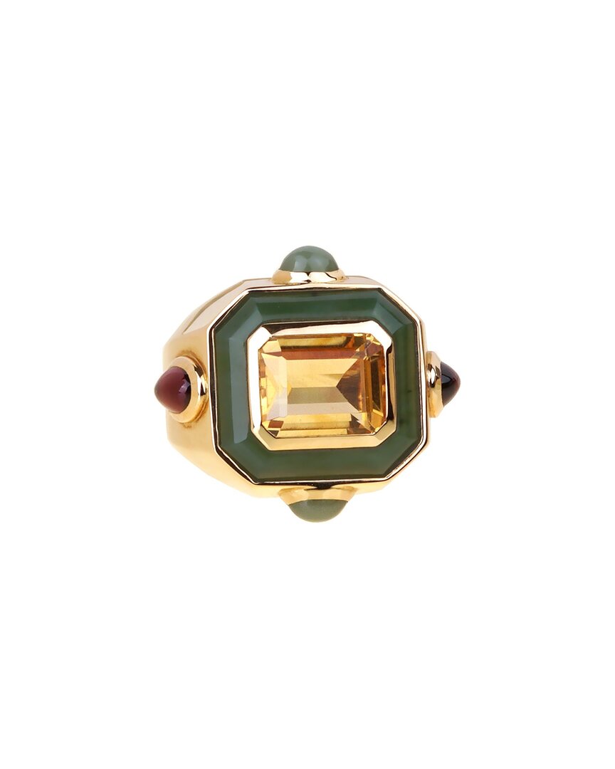 Chanel 18k Gemstone Cocktail Ring (authentic Pre-loved) In Gold
