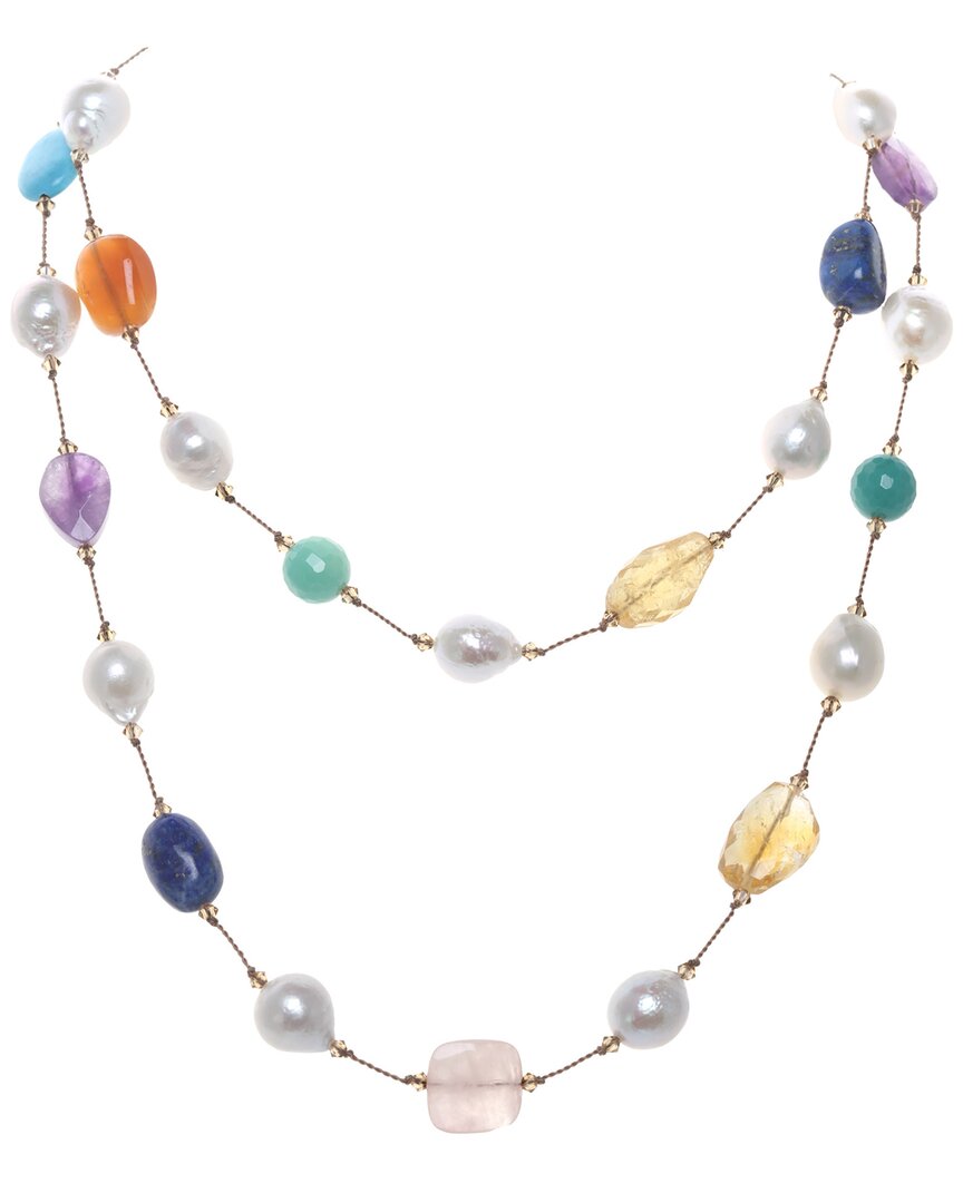 Margo Morrison Silver Gemstone 10-11mm Pearl Necklace