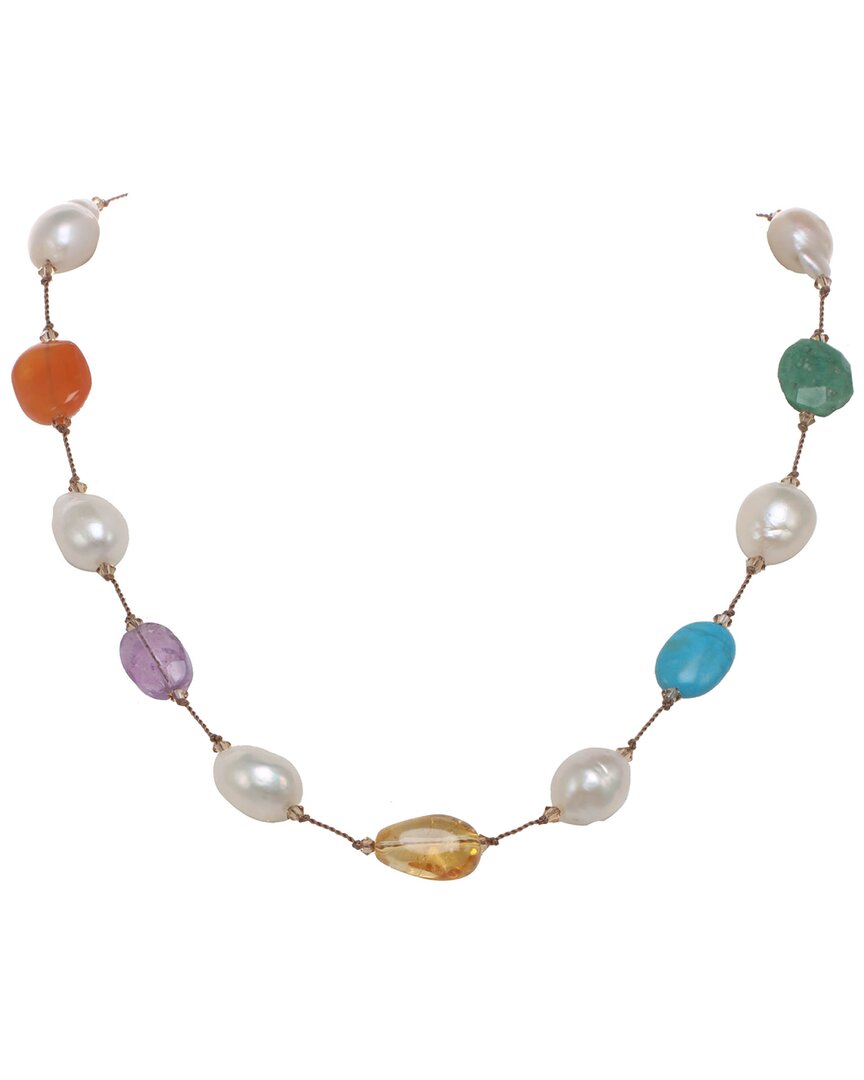 Margo Morrison Silver Gemstone 10-11mm Pearl Necklace
