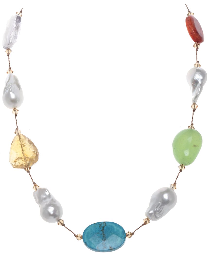 Margo Morrison Silver Gemstone 14-17mm Pearl Necklace