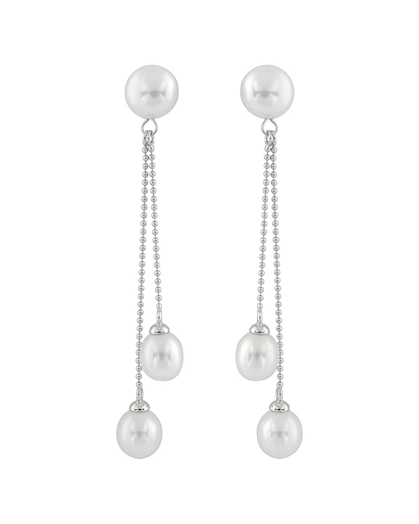 Shop Splendid Pearls Rhodium Plated 7-9mm Pearl Earrings
