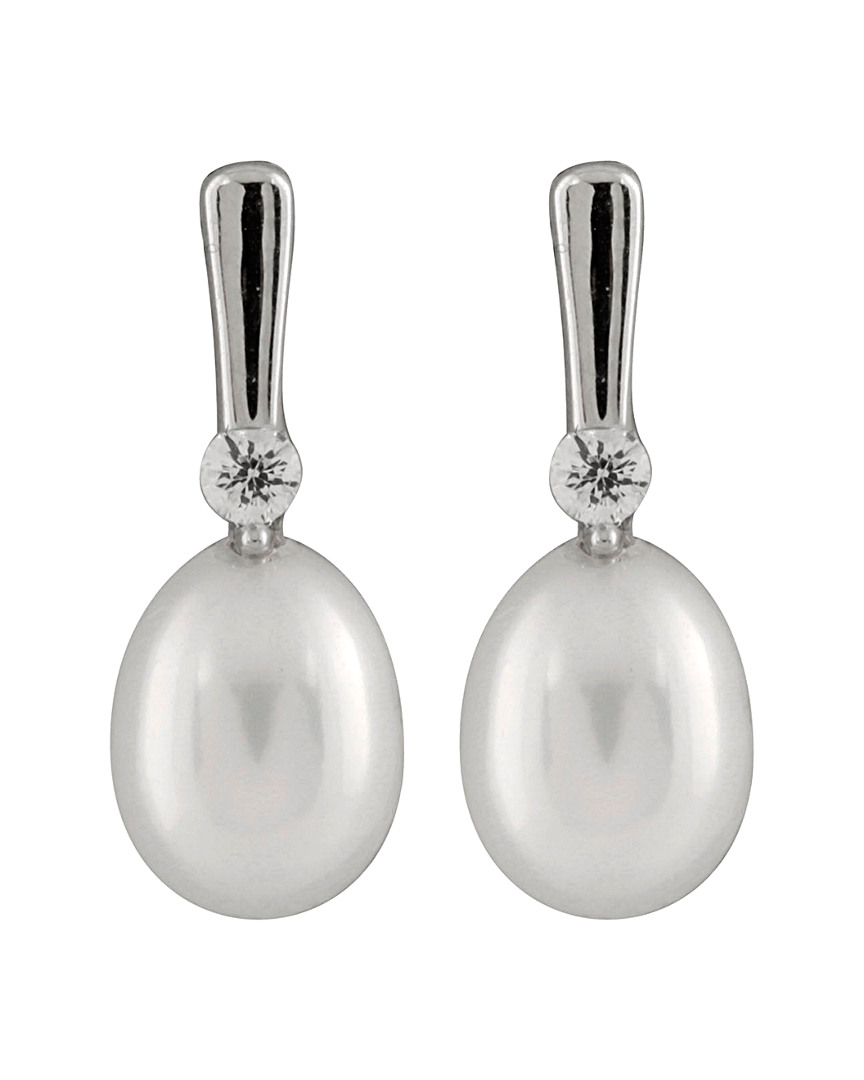 Shop Splendid Pearls Rhodium Plated 7-7.5mm Pearl Earrings