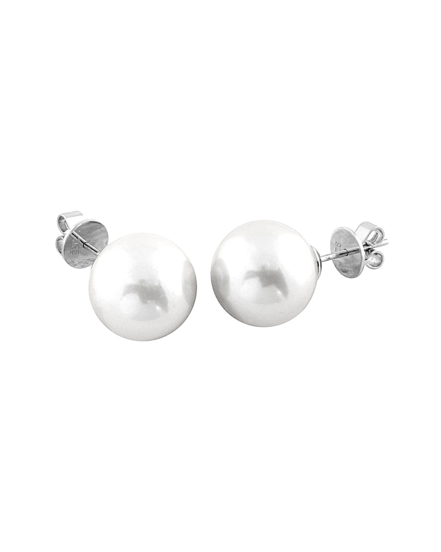 Splendid Pearls Rhodium Plated 14-15mm Pearl Earrings