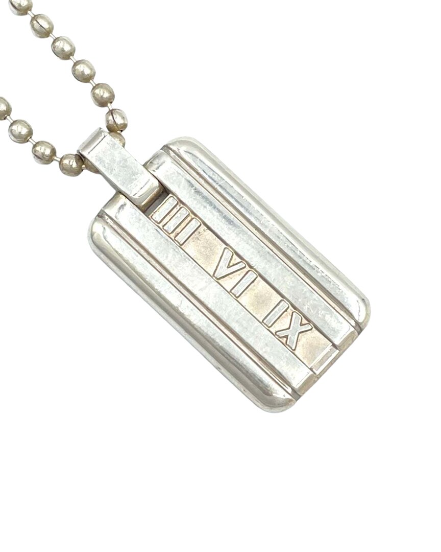 Tiffany & Co Silver  Atlas Plate Necklace (authentic Pre-loved) In Metallic