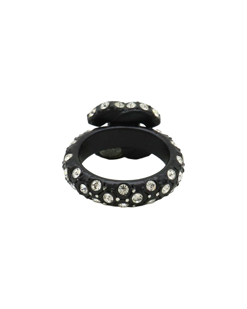 Chanel Coco Mark Rhinestone Ring Black (authentic Pre-loved)