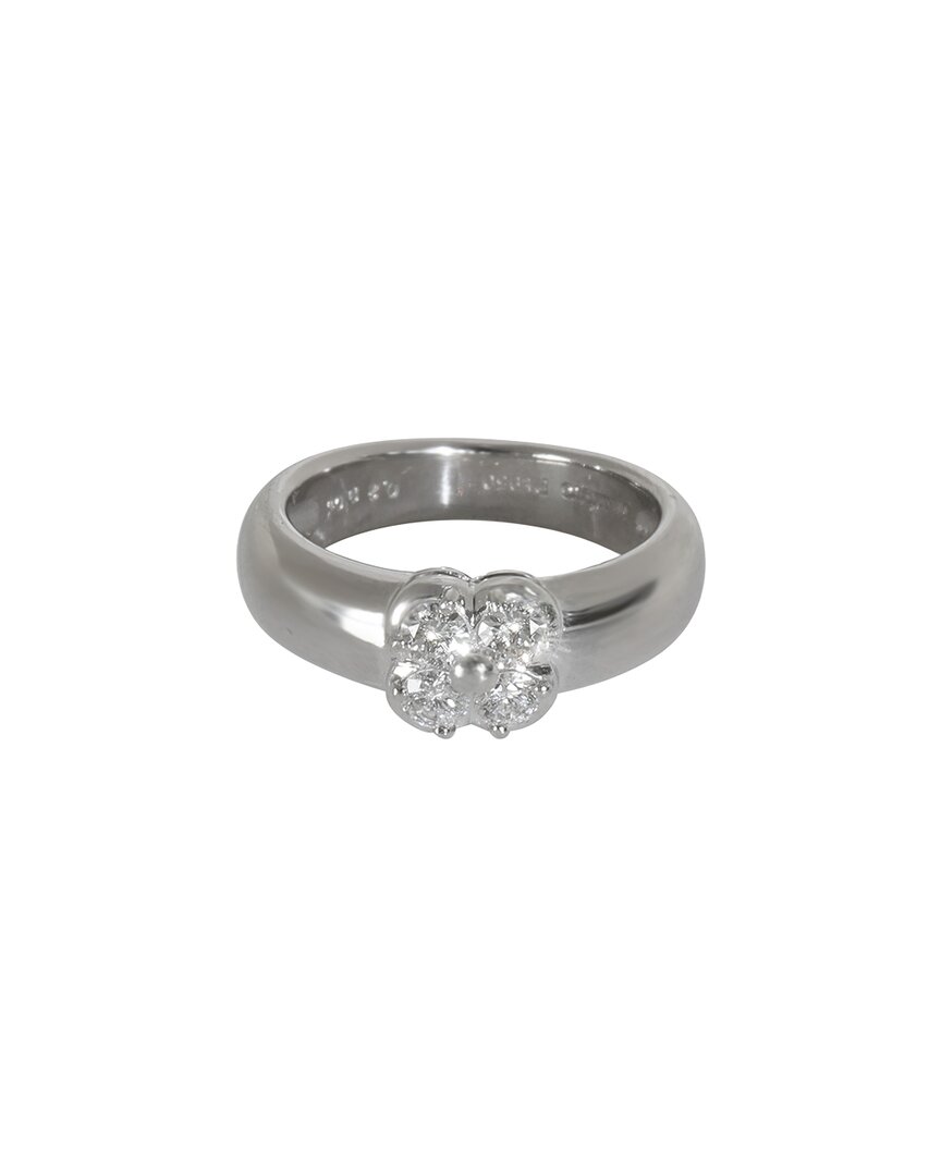 Pre-owned Mikimoto Vintage Clover Platinum 0.29 Ct. Tw. Diamond Ring (authentic Pre-  Loved)