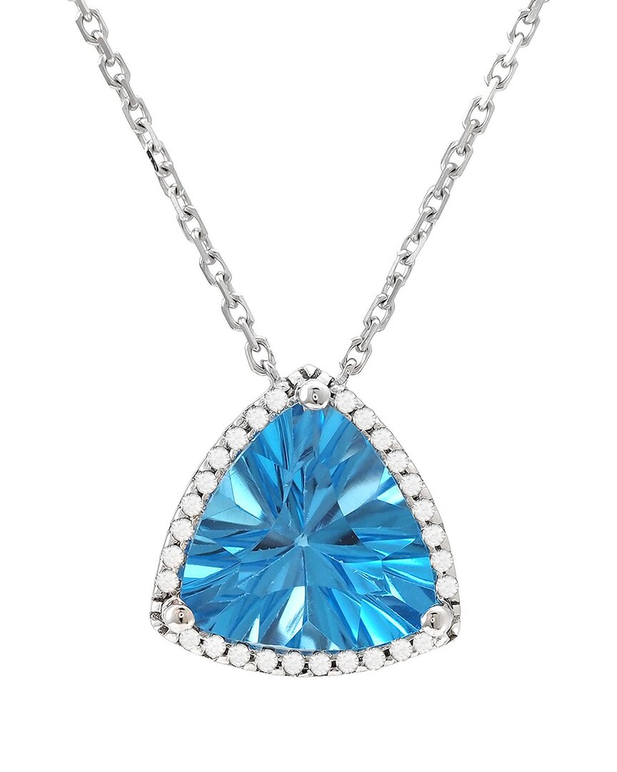 Gemstones 14k 2.80 Ct. Tw. Diamond & Blue Topaz Necklace