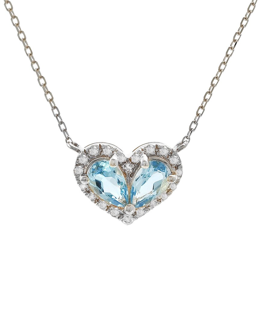 Gemstones Silver 0.53 Ct. Tw. Diamond & Blue Topaz Heart Necklace